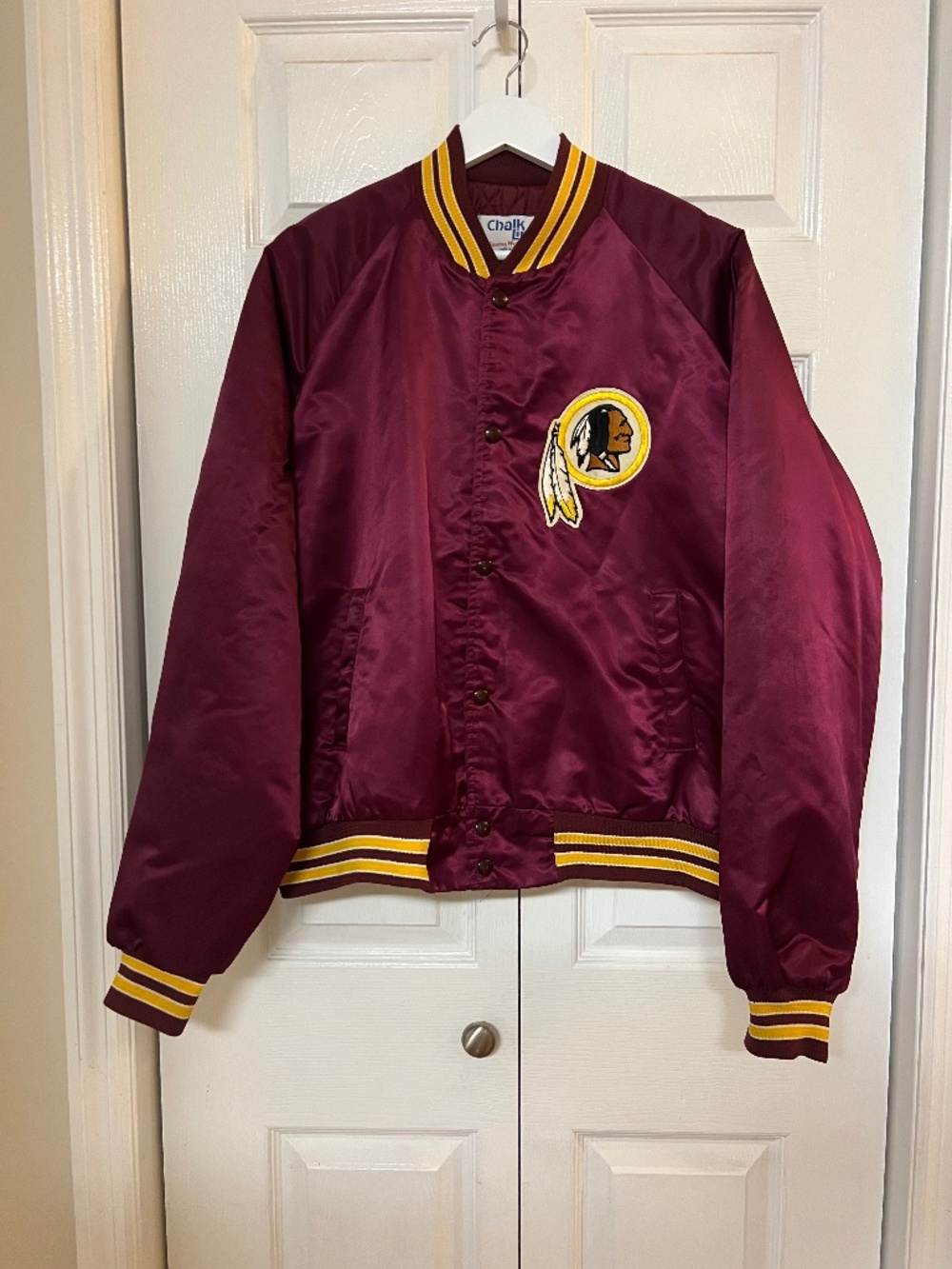 Chalk Line Men’s 1980s Vintage Satin Redskins Bomber Jacket XL